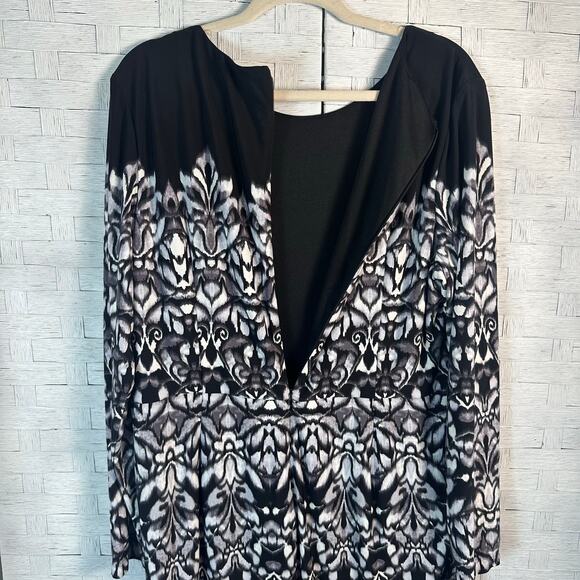 Liz Claiborne black & white sheath dress bodycon long sleeve mode plus size - Picture 3 of 10